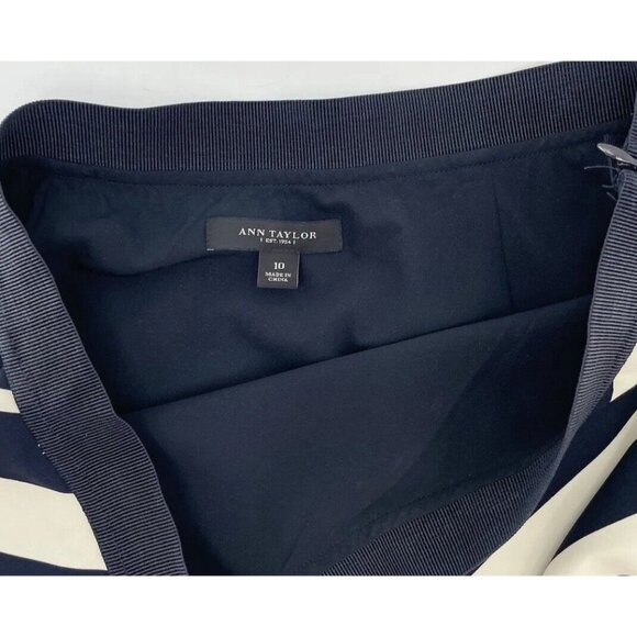 Ann Taylor Women’s Black White Striped A Line Flat Front Lined Casual Skirt 10 - Picture 10 of 11